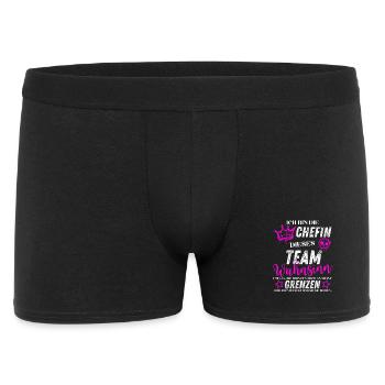 Chefin dieses Team Wahnsinn - Männer Boxer Shorts - Schwarz - Vorne