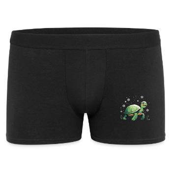 Green turtle with snowflakes - Men's Boxer Shorts - black - Front