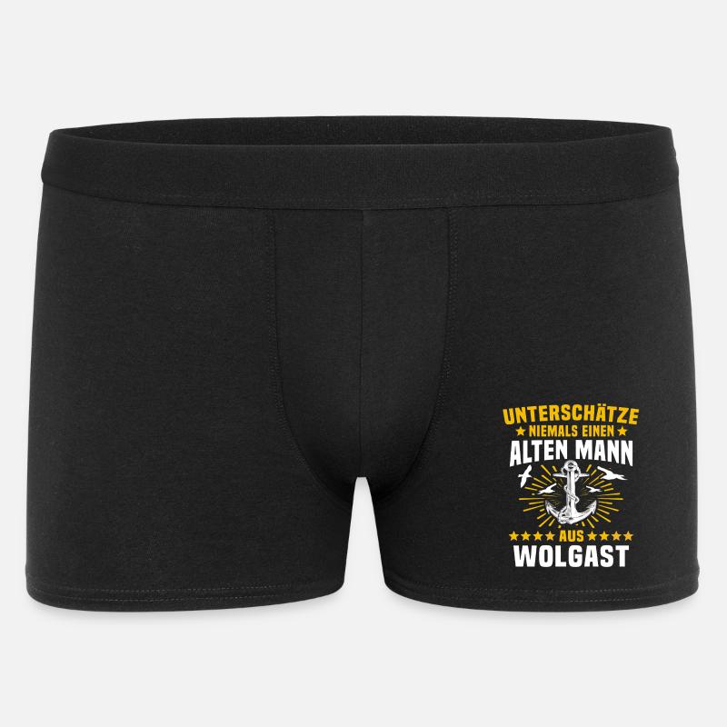 Wolgast Unterschätze Wolgaster Mann - Männer Boxer Shorts - Schwarz