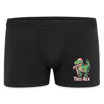 Tree-Rex – T-Rex with candy cane & lights - Men's Boxer Shorts - black - Front