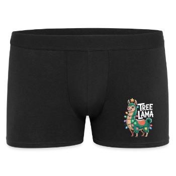 Arbre Lama Chemise de Noël Lama avec des guirlandes lumineuses - Boxer Homme - noir - Devant