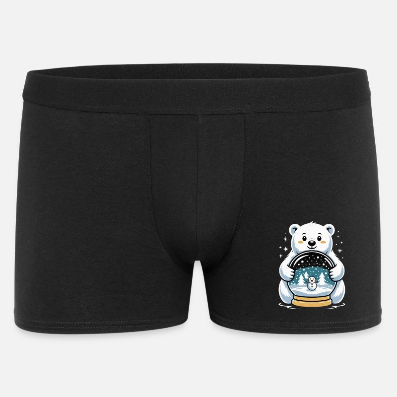 Polarbaer Schneekugel Impression - Männer Boxer Shorts - Schwarz