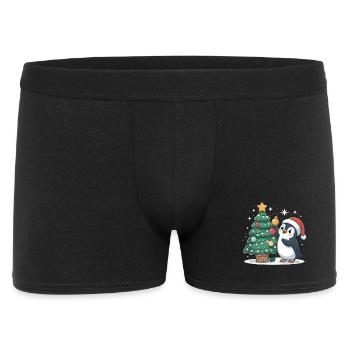 Pingouin décore le sapin de Noël - Boxer Homme - noir - Devant