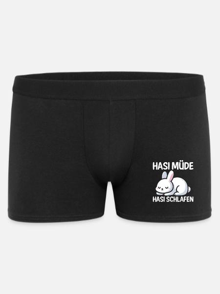 Shlafshirt Hase Hasi Müde Hasi Schlafen - Männer Boxer Shorts - Schwarz