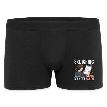 Sketching My Next Waifu - Männer Boxer Shorts - Schwarz - Vorne
