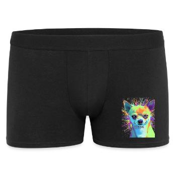 Pop-Art Chihuahua "Do It Bro" - Männer Boxer Shorts - Schwarz - Vorne