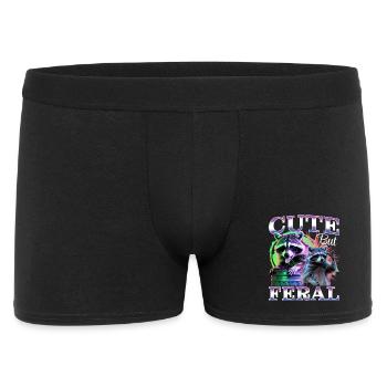 Funny Raccoon - Männer Boxer Shorts - Schwarz - Vorne