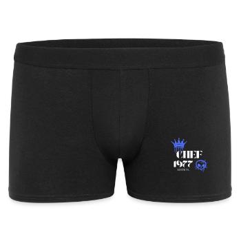 Chef Edition 1977 48 Geburtstag Spruch - Männer Boxer Shorts - Schwarz - Vorne