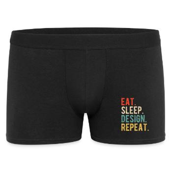 Eat Sleep Design Repiter Grafik Designer Spruch  - Männer Boxer Shorts - Schwarz - Vorne