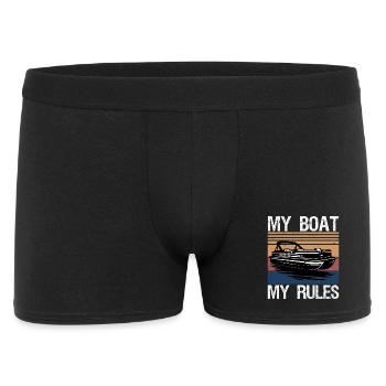 My Boat My Rules Funny Boating Captain Gift - Männer Boxer Shorts - Schwarz - Vorne