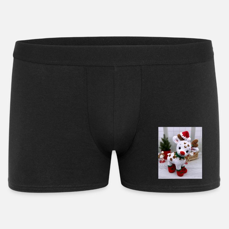 Gestricktes Weihnachtsrentier - Männer Boxer Shorts - Schwarz