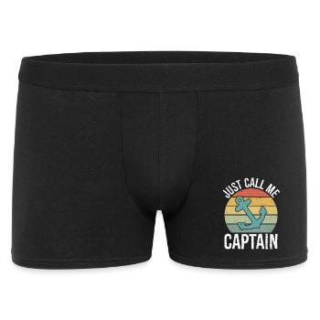 Retro Vintage Boat Just Call Me Captain - Männer Boxer Shorts - Schwarz - Vorne