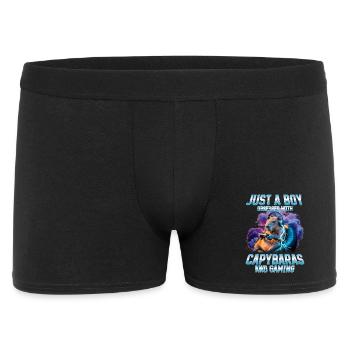 Funny Gaming Gamer Capybara - Männer Boxer Shorts - Schwarz - Vorne