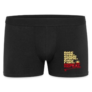 Rise Shine Fish Wiederholung - Männer Boxer Shorts - Schwarz - Vorne