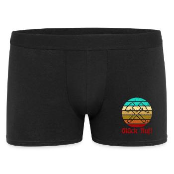 Glück Auf! - Ruhrpott - Zeche - Zollverein - Männer Boxer Shorts - Schwarz - Vorne