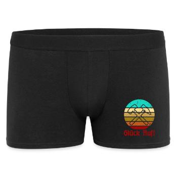 Glück Auf! - Ruhrpott - Zeche - Zollverein - Männer Boxer Shorts - Schwarz - Vorne