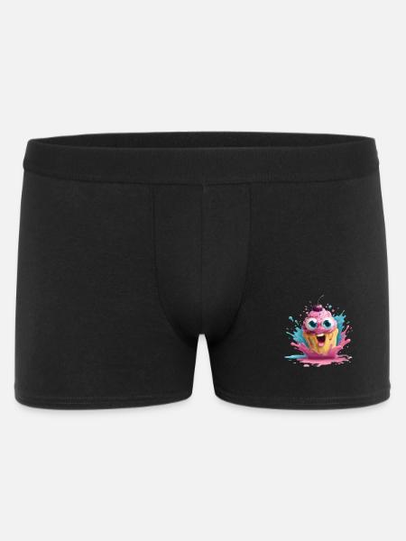 Kunterbunter Cupcake mit Gesicht - Männer Boxer Shorts - Schwarz