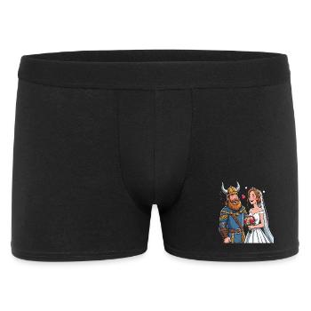Wikinger Viking Legende Seemann Odin Rabe Hochzeit - Männer Boxer Shorts - Schwarz - Vorne