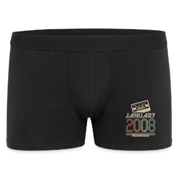 Legendary since January 2008, Retro, Geburtstag - Männer Boxer Shorts - Schwarz - Vorne