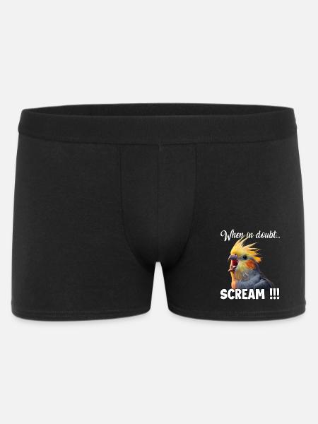 Funny Cockatiel T, Screaming Bird Meme - Men's Boxer Shorts - black