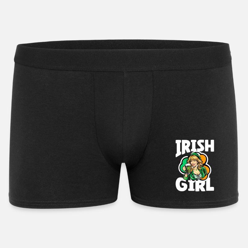 Fille irlandaise avec trèfle vert - Boxer Homme - noir