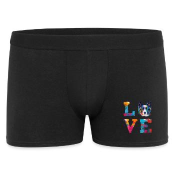 Colorful Border Collie Love Dog Art Portrait - Men's Boxer Shorts - black - Front