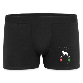 Australian Shepherd Is Calling I Must Go Dog Mom - Men's Boxer Shorts - black - Front