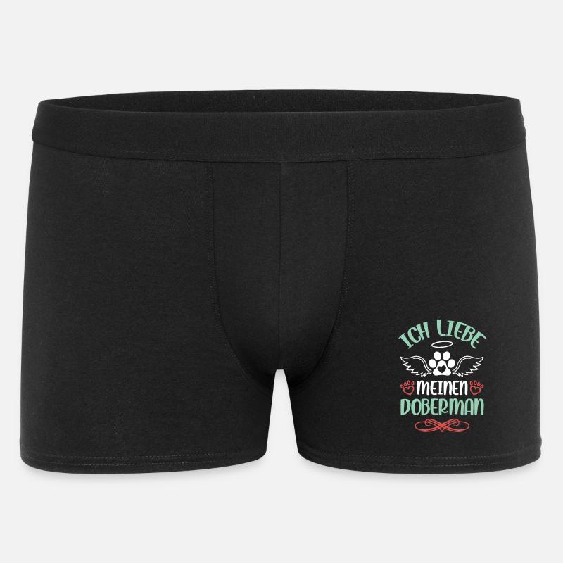 Dobermann Liebe mit Flügeln - Männer Boxer Shorts - Schwarz