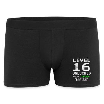 Level Unlocked Gamer Geburtstag 16 Jahre - Männer Boxer Shorts - Schwarz - Vorne