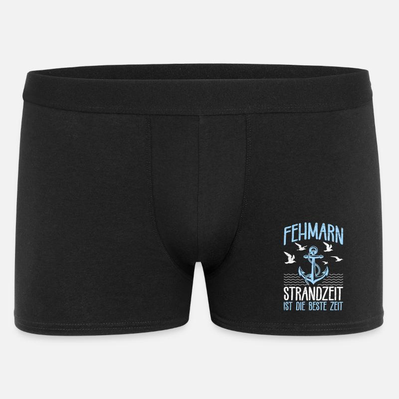 Ostsee FEHMARN STRANDZEIT DIE BESTE ZEIT - Männer Boxer Shorts - Schwarz