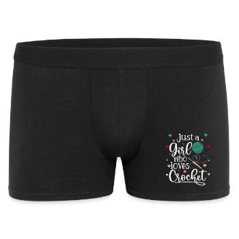 Just a Girl Who Loves Crochet - Männer Boxer Shorts - Schwarz - Vorne