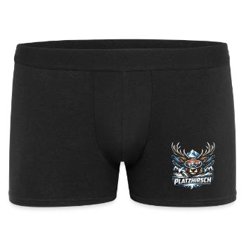 Platzhirsch Ski Hirsch  - Männer Boxer Shorts - Schwarz - Vorne