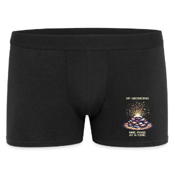 XP grinden | Seite für Seite Lesemotivation - Männer Boxer Shorts - Schwarz - Vorne
