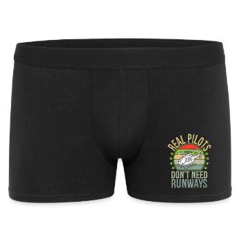 Real Pilots Don't Need Runways Vintage - Männer Boxer Shorts - Schwarz - Vorne