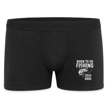 Born To Go Fishing Forced To Go To Work Angler  - Männer Boxer Shorts - Schwarz - Vorne