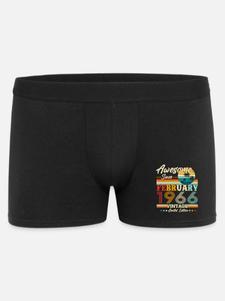 Vintage February 1966 Vintage Retro Birthday - Men's Boxer Shorts - black