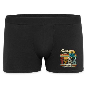 Février 1986 Vintage Rétro Anniversaire - Boxer Homme - noir - Devant