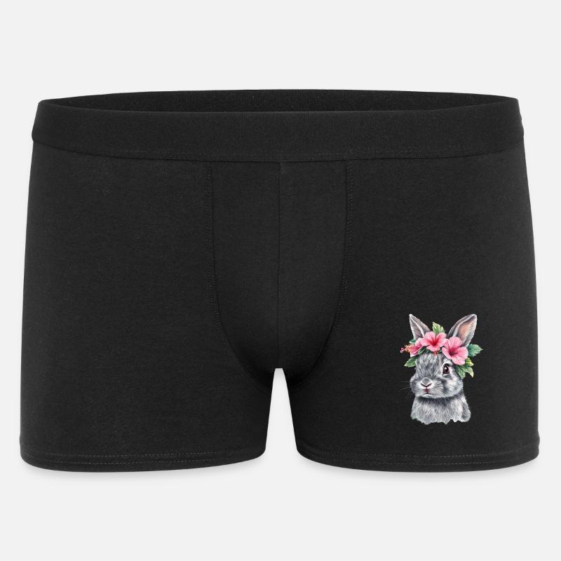 Lapin avec couronne de fleurs - Boxer Homme - noir