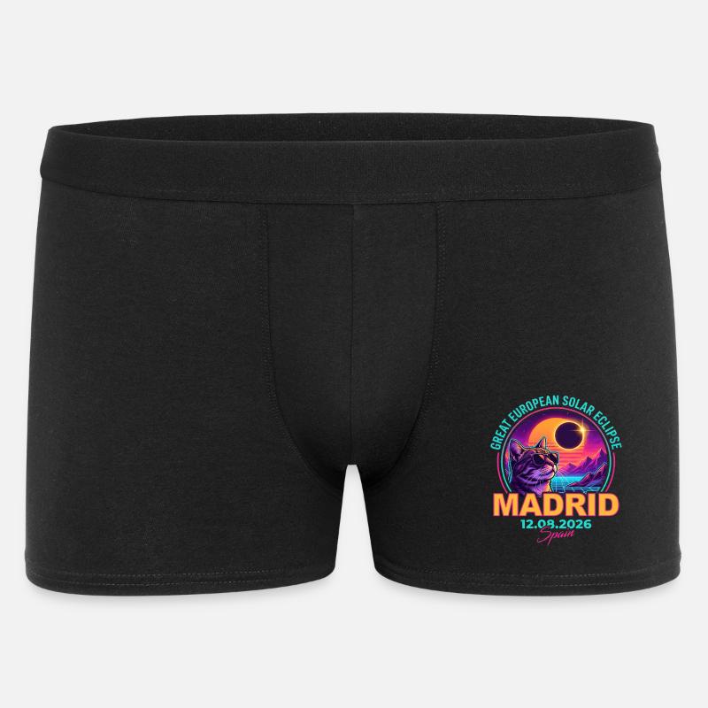 Solar Cat Madrid Eclipse 2026 - Men's Boxer Shorts - black