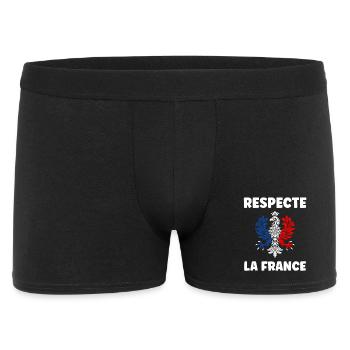 Respect France Trikolore Adler - Männer Boxer Shorts - Schwarz - Vorne