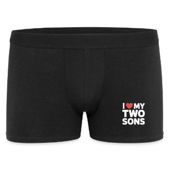 Ich liebe meine zwei Söhne - Männer Boxer Shorts - Schwarz - Vorne