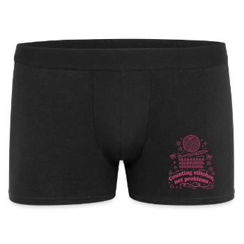 Counting Stitches Not Problems Crochet Life Yarn - Men's Boxer Shorts - black - Front