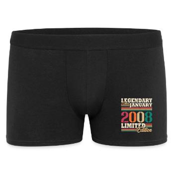 Vintage 2008 January Retro Birthday Gift - Men's Boxer Shorts - black - Front
