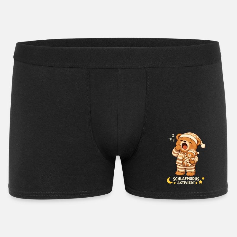 Schlafshirt Schlafen Pyjama Teddybär Schlafmodus - Männer Boxer Shorts - Schwarz