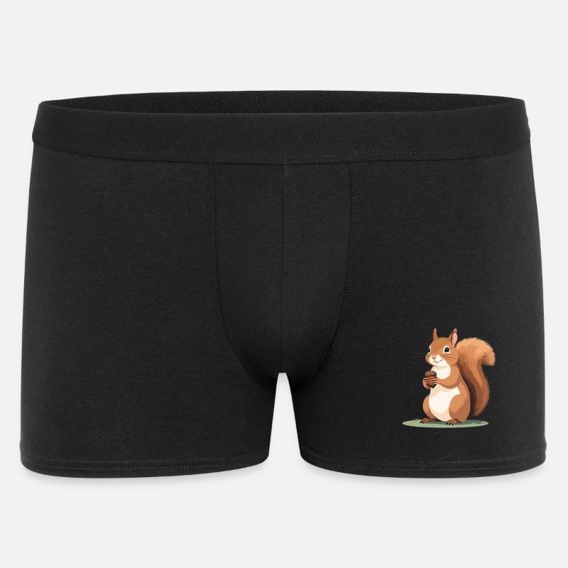 Eichhörnchen mit Eichel Karikatur - Männer Boxer Shorts - Schwarz