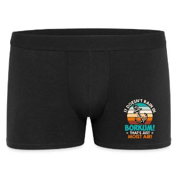 Nordsee REGNET NICHT IN BORKUM IST FEUCHTE LUFT - Männer Boxer Shorts - Schwarz - Vorne