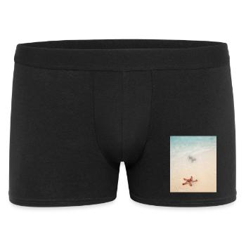 Liebe am Strand und Seesterne - Männer Boxer Shorts - Schwarz - Vorne