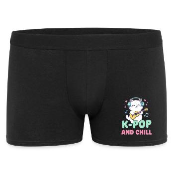 K-Pop AND CHILL Mignonne Musique coréenne Anime Chat - Boxer Homme - noir - Devant
