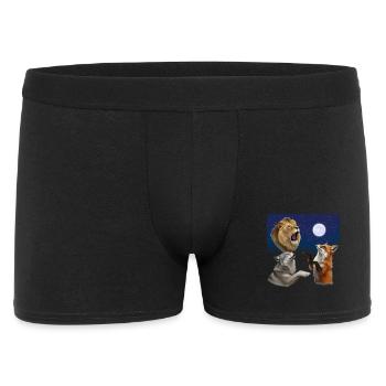 Wolf Fuchs und Löwe heulen auf den Mond Tiere - Männer Boxer Shorts - Schwarz - Vorne