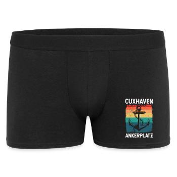 Nordsee Urlaub CUXHAVEN ANKERPLATZ Lustiges - Männer Boxer Shorts - Schwarz - Vorne